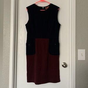 Tory Burch Navy & Plum Knit Sleeveless Dress L